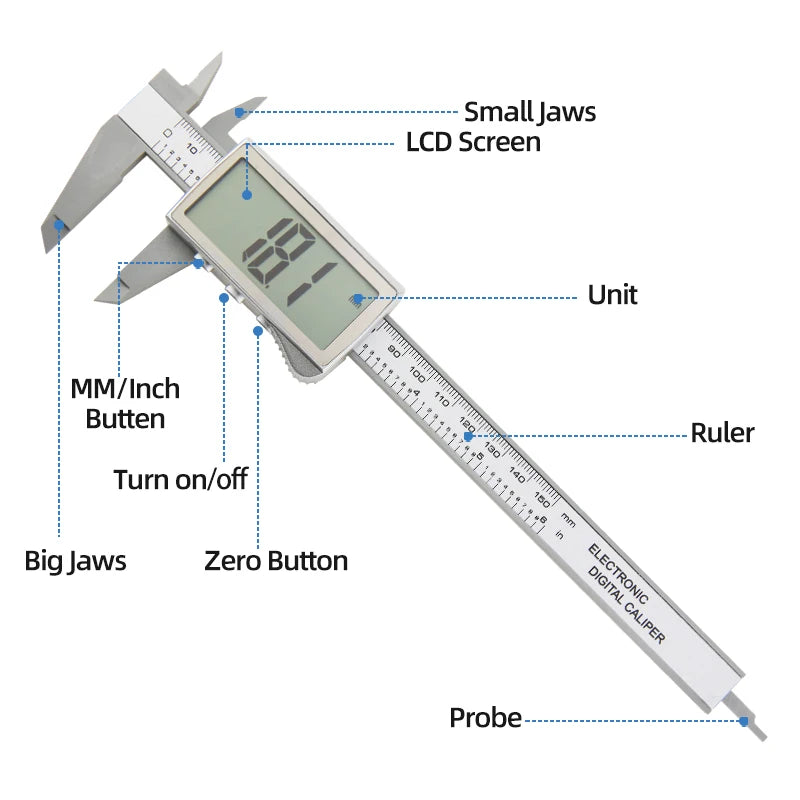 Plastic Caliper Pachometer Digital Caliper Electronic Ruler Vernier Digital Caliber Measuring Tool Digital Calibrator Micrometer