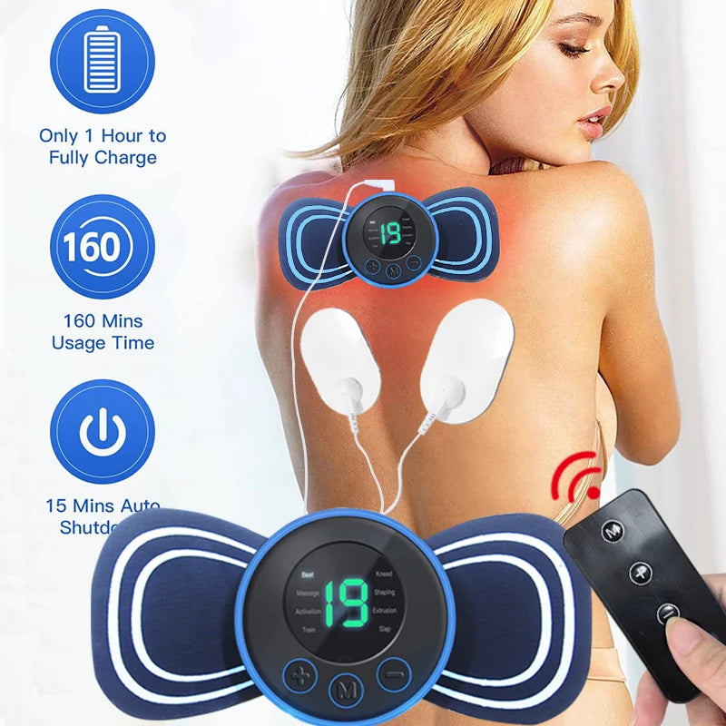 Mini Neck Massager Electric Muscle Stimulator Cervical Massage Patches Massage Pads Remote Control For Back Body Health